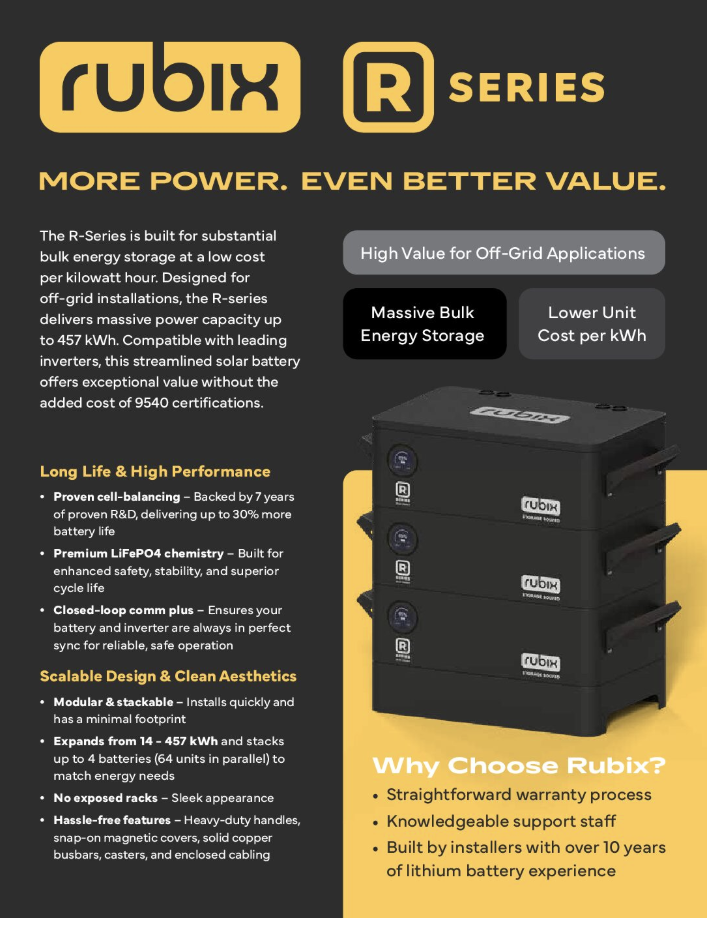 Rubix R-Series Sell Sheet Thumbnail