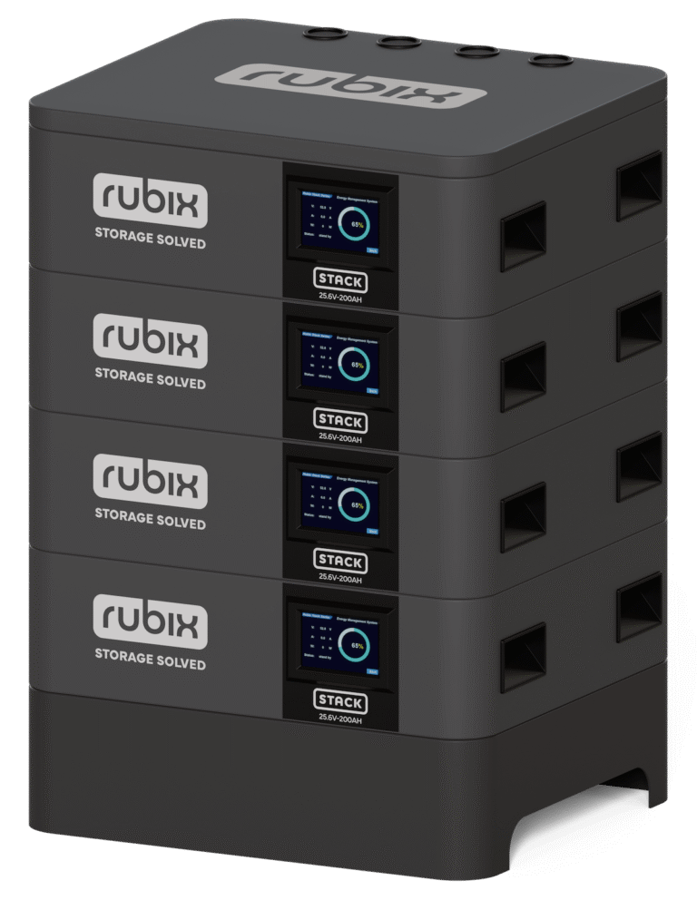 Stack series battery with 4 batteries. front right view
