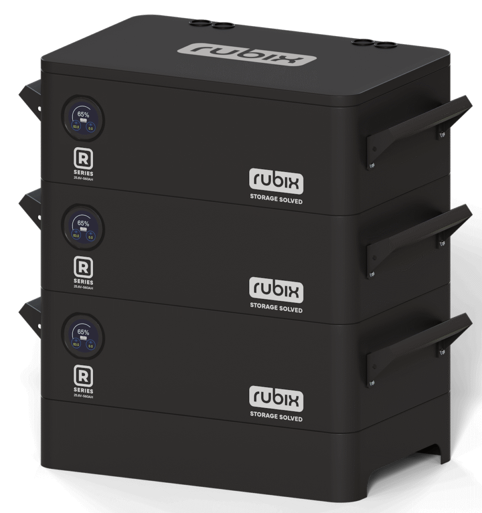 R Series battery with 3 batteries. front right view