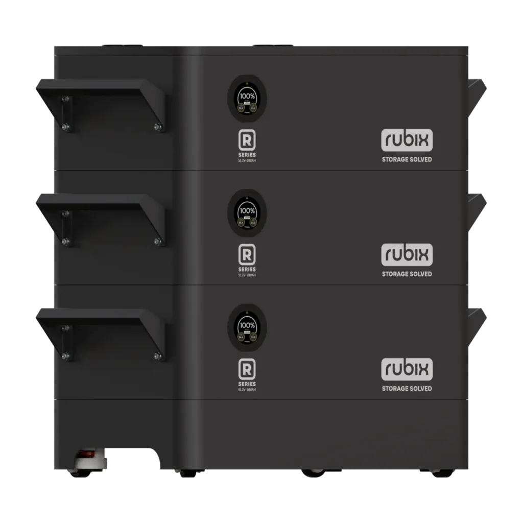 R Series battery with 3 batteries. front left view