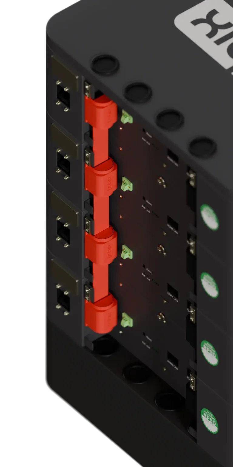 rear view of busbars on stack batteries